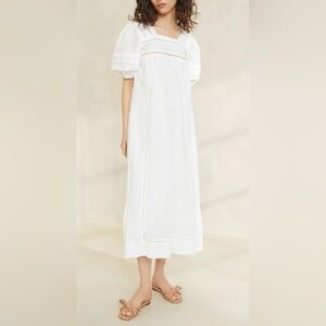 Loeffler Randall Puff Sleeve Gauze Maxi Dress in White 100% Cotton - S